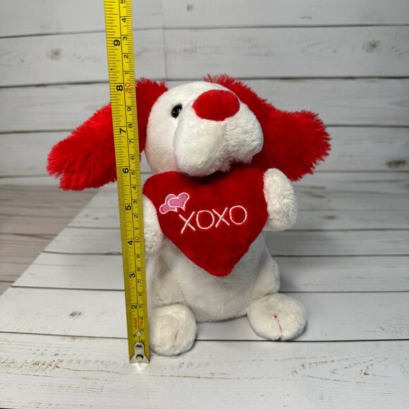 Animatronics Valentines White 8" Plush Puppy Red Ears Heart Sings Be My Girl - Picture 9 of 9